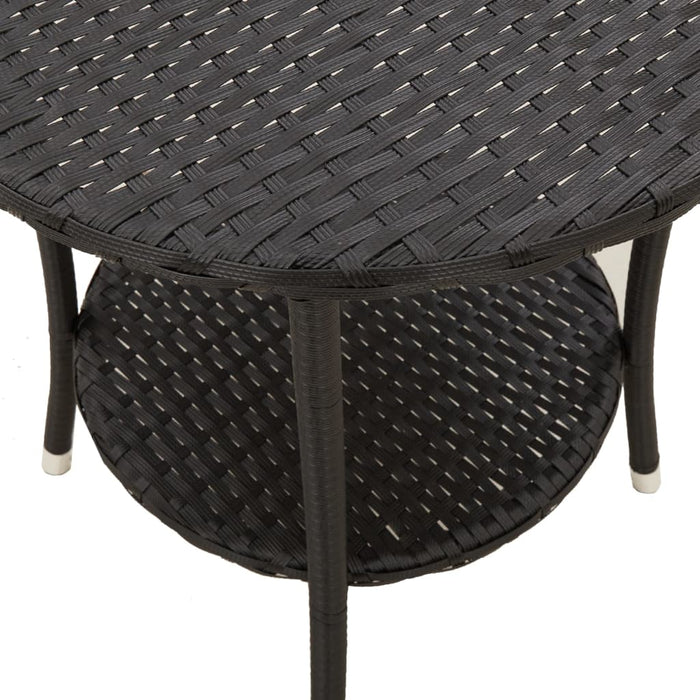 Reclining Garden Chairs 2 Pcs With Table Black Poly Rattan Tlplkb