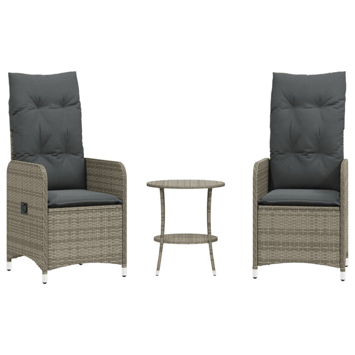 Reclining Garden Chairs 2 Pcs With Table Grey Poly Rattan Tlplkx