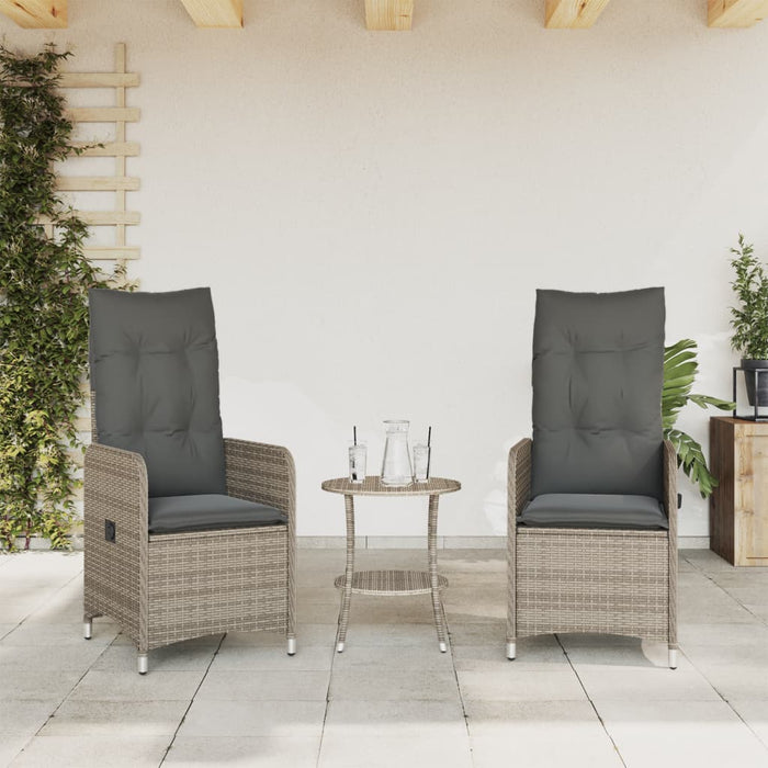 Reclining Garden Chairs 2 Pcs With Table Grey Poly Rattan Tlplkx