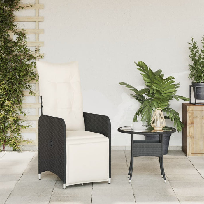Reclining Garden Chair With Cushions Black Poly Rattan Tlplkp