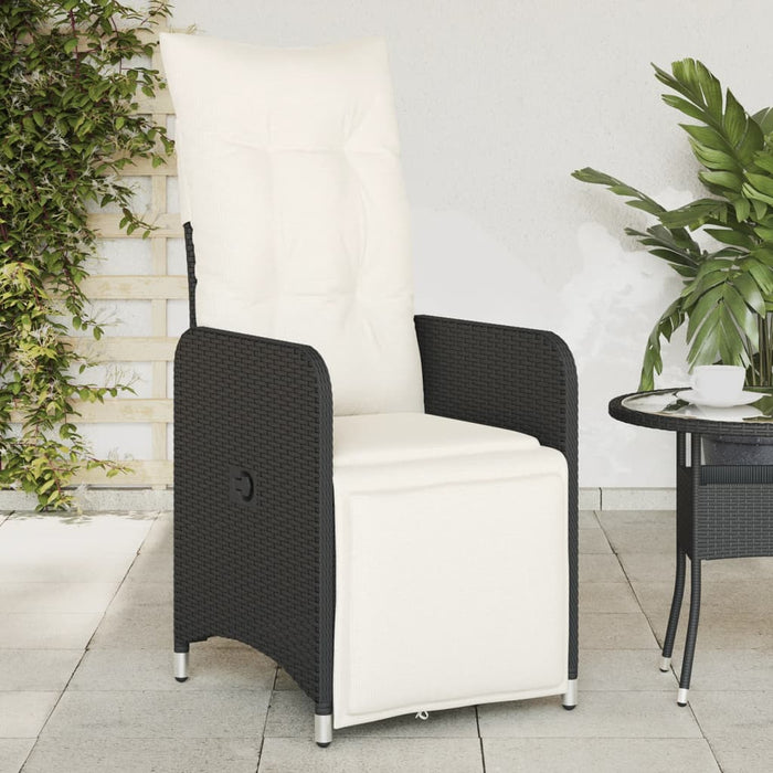 Reclining Garden Chair With Cushions Black Poly Rattan Tlplkp