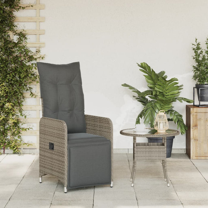 Reclining Garden Chair With Cushions Grey Poly Rattan Tlplki