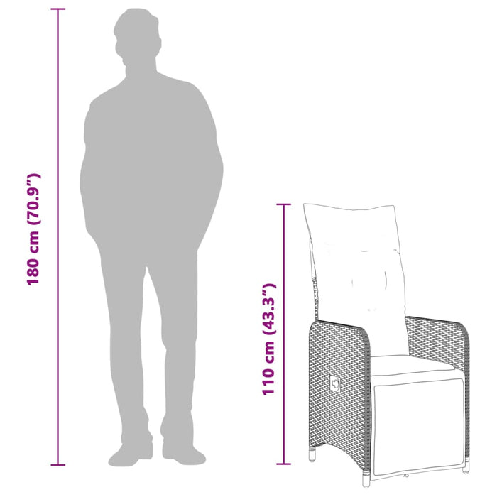 Reclining Garden Chair With Cushions Grey Poly Rattan Tlplki