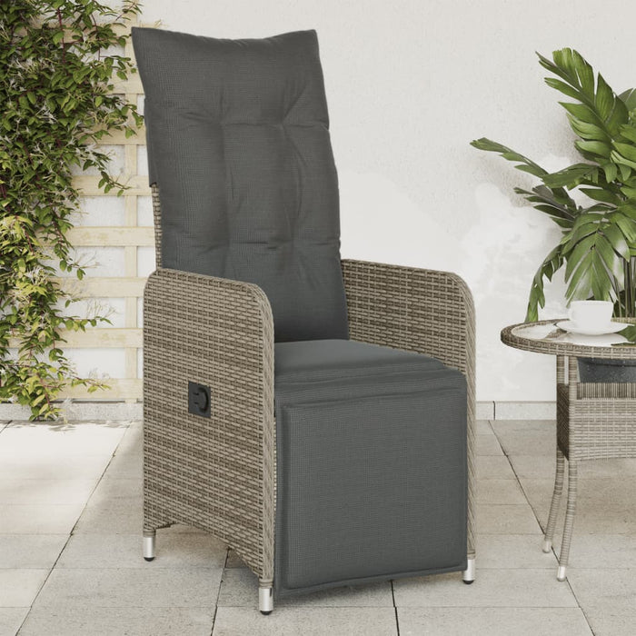 Reclining Garden Chair With Cushions Grey Poly Rattan Tlplki