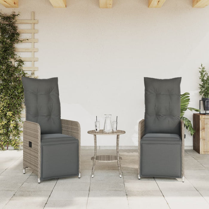 Reclining Garden Chairs 2 Pcs With Cushions Grey Poly Rattan Tlpibx