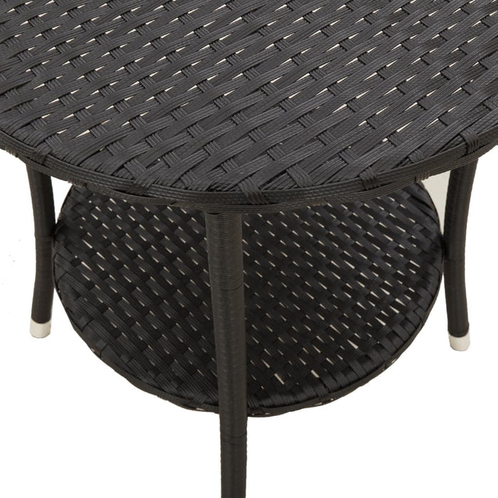 Reclining Garden Chairs 2 Pcs With Table Black Poly Rattan Tlpibp