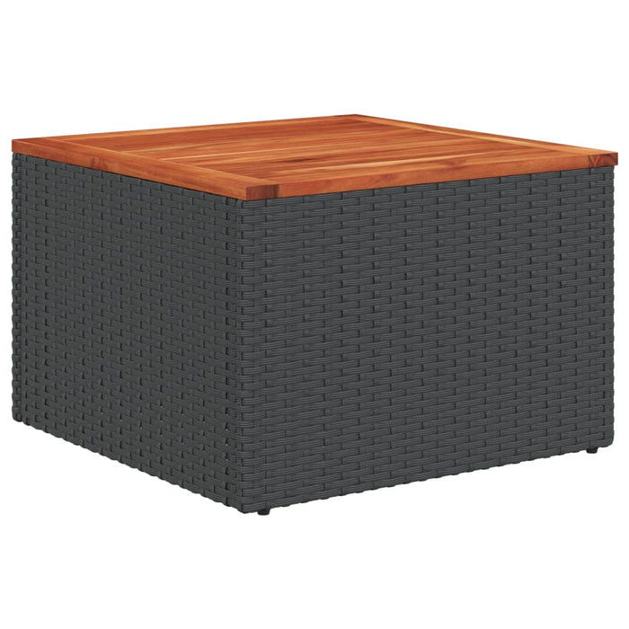 Garden Table Black 55X55X37 Cm Poly Rattan And Acacia Wood Tlpkip