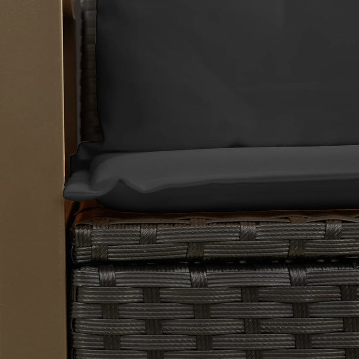 Garden Sofa With Cushions 2-Seater Black Poly Rattan Tlpkik