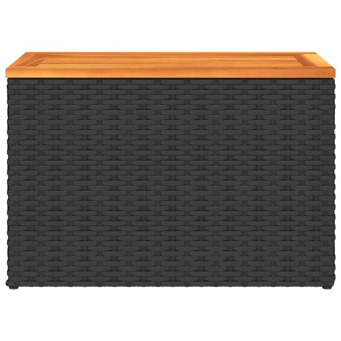 Garden Side Tables 2 Pcs Black 55X34X37Cm Poly Rattan Solid Wood Tlpknb