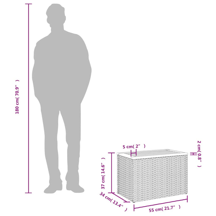 Garden Side Tables 2 Pcs Black 55X34X37Cm Poly Rattan Solid Wood Tlpknb