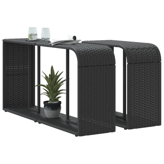 Storage Shelves 2 Pcs Black Poly Rattan Tlpkno
