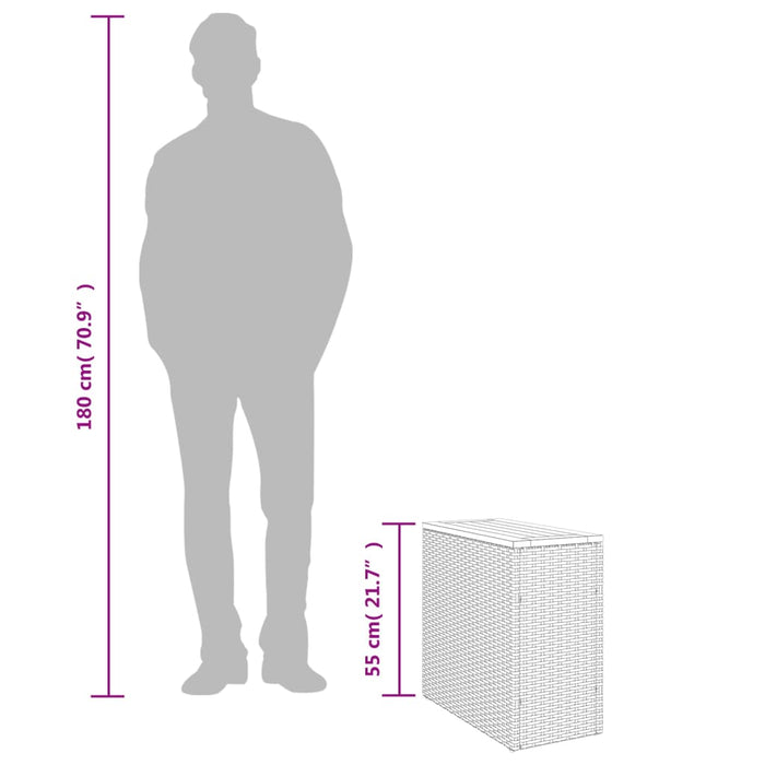 Garden Side Table With Wooden Top Black 58X27.5X55 Cm Poly Rattan Tlpknt