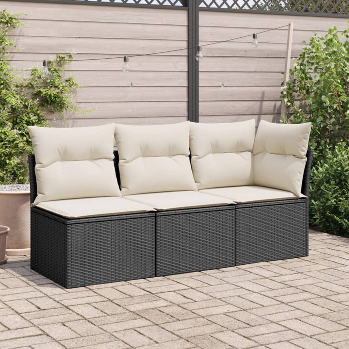 Garden Sofa Armless With Cushions Black Poly Rattan Tlpkkl