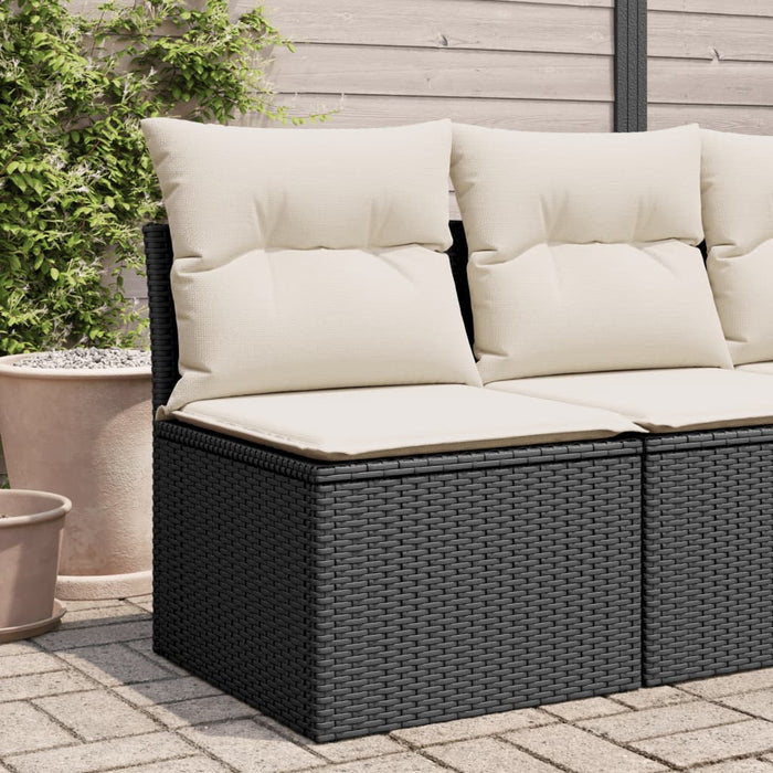 Garden Sofa Armless With Cushions Black Poly Rattan Tlpkkl