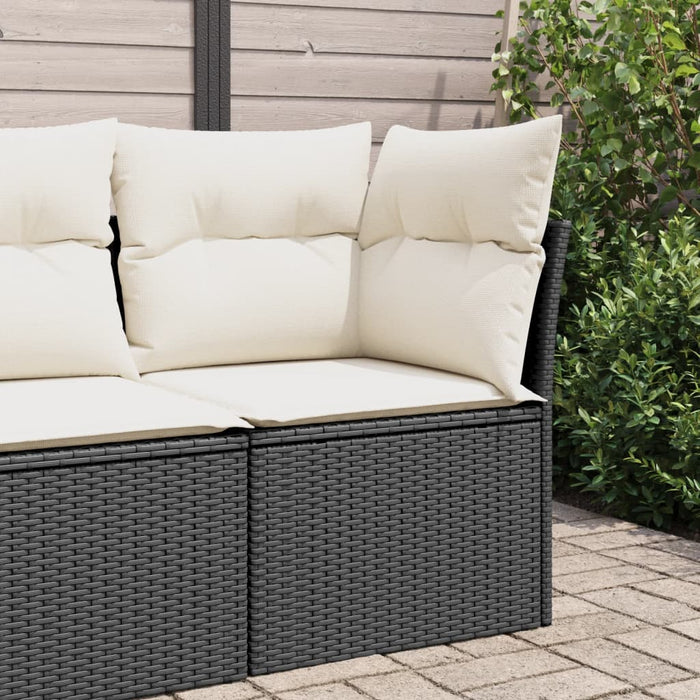 Garden Sofa Corner With Cushions Black Poly Rattan Tlpkki