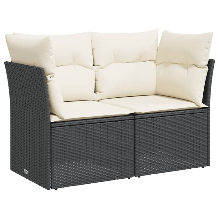 Garden Sofa With Cushions 2-Seater Black Poly Rattan Tlpkkn