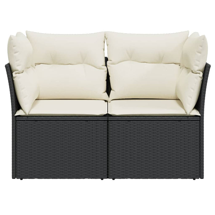 Garden Sofa With Cushions 2-Seater Black Poly Rattan Tlpkkn