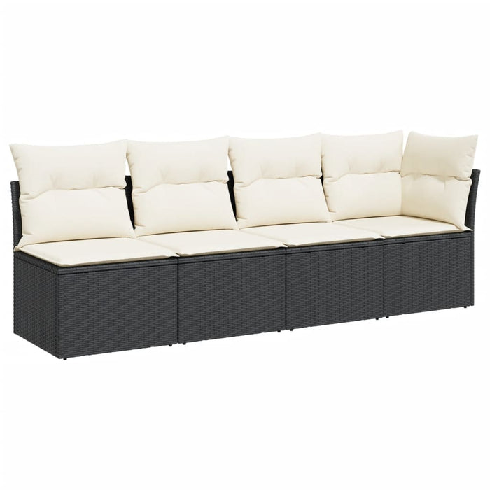 Garden Sofa With Cushions 4-Seater Black Poly Rattan Tlpkkk