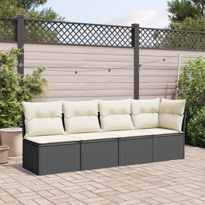 Garden Sofa With Cushions 4-Seater Black Poly Rattan Tlpkkk
