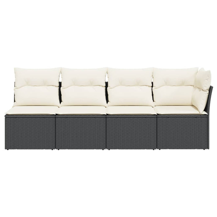 Garden Sofa With Cushions 4-Seater Black Poly Rattan Tlpkkk
