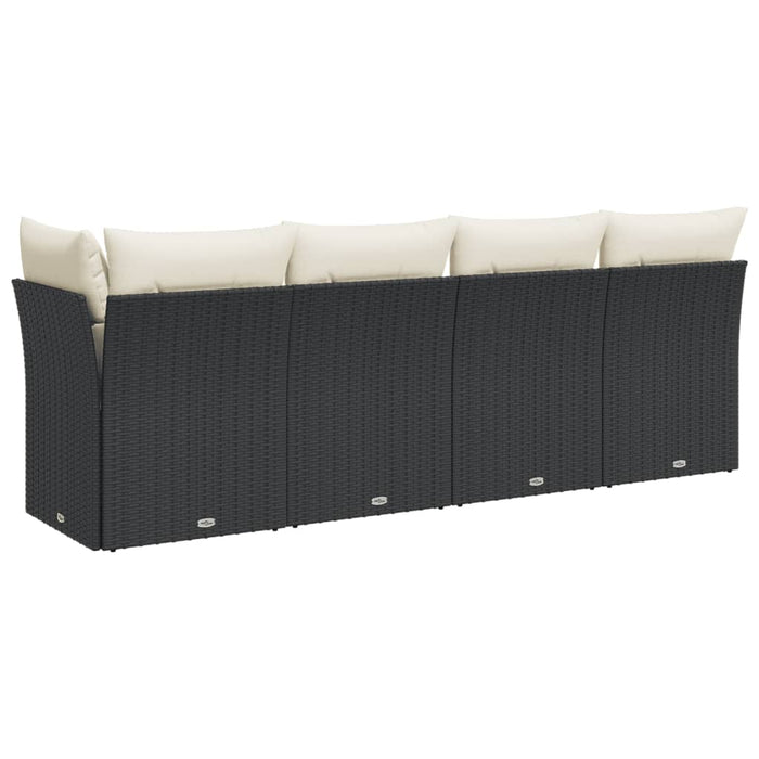 Garden Sofa With Cushions 4-Seater Black Poly Rattan Tlpkkk
