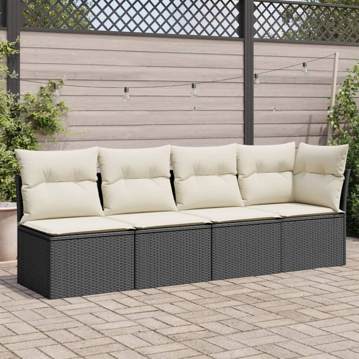 Garden Sofa With Cushions 4-Seater Black Poly Rattan Tlpkkk