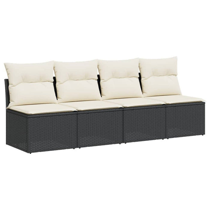 Garden Sofa With Cushions 4-Seater Black Poly Rattan Tllbbb
