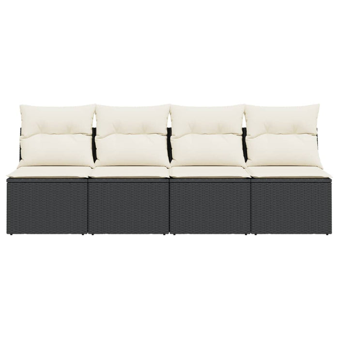 Garden Sofa With Cushions 4-Seater Black Poly Rattan Tllbbb