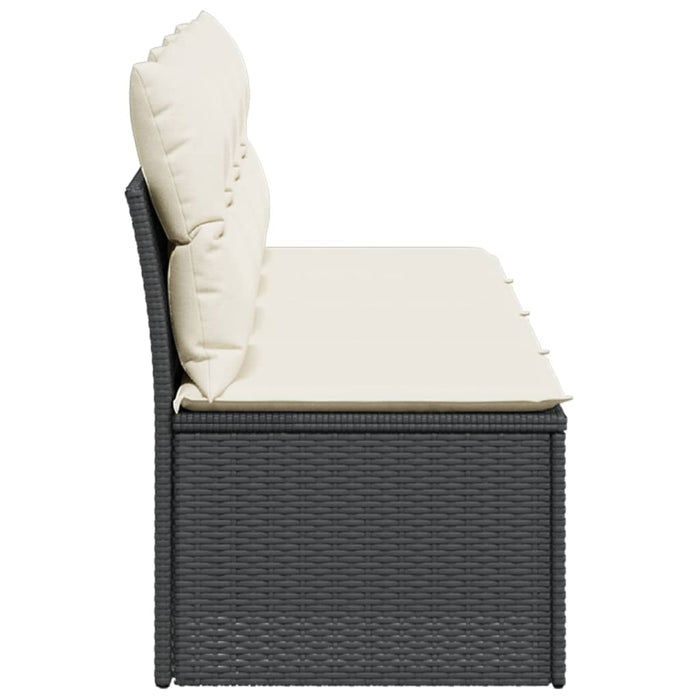 Garden Sofa With Cushions 4-Seater Black Poly Rattan Tllbbb