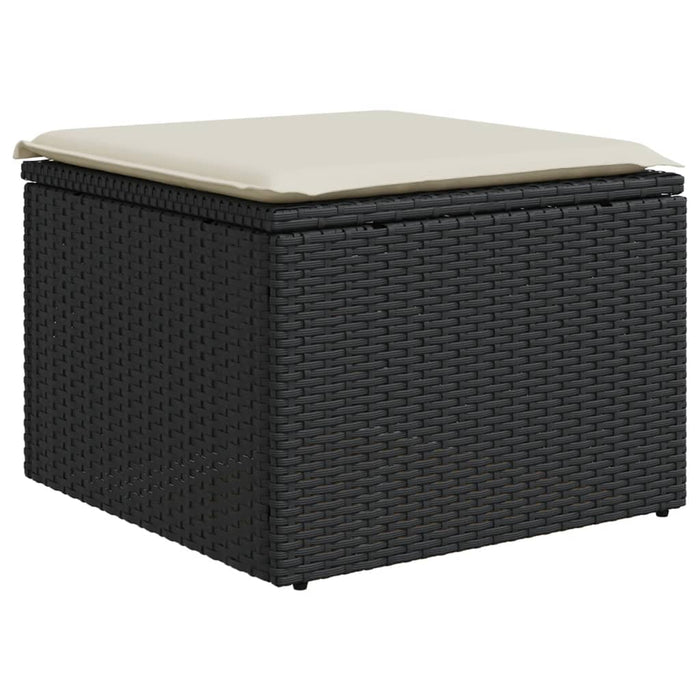 Garden Stool With Cushion Black 55X55X37 Cm Poly Rattan Tllbbo
