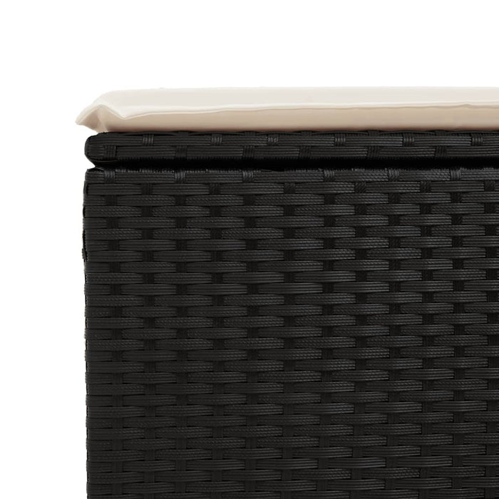 Garden Stool With Cushion Black 55X55X37 Cm Poly Rattan Tllbbo
