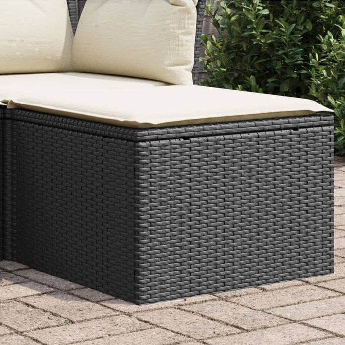 Garden Stool With Cushion Black 55X55X37 Cm Poly Rattan Tllbbo