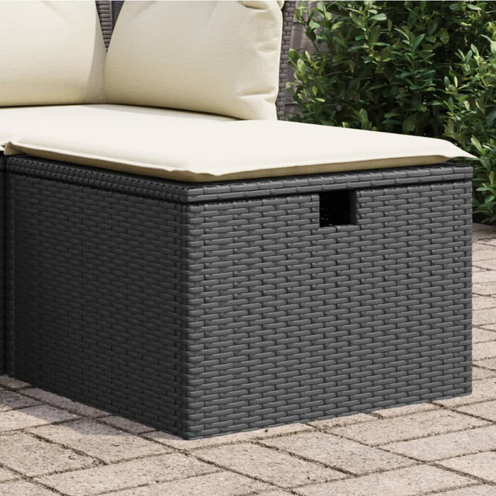 Garden Stool With Cushion Black 55X55X37 Cm Poly Rattan Tllbbx