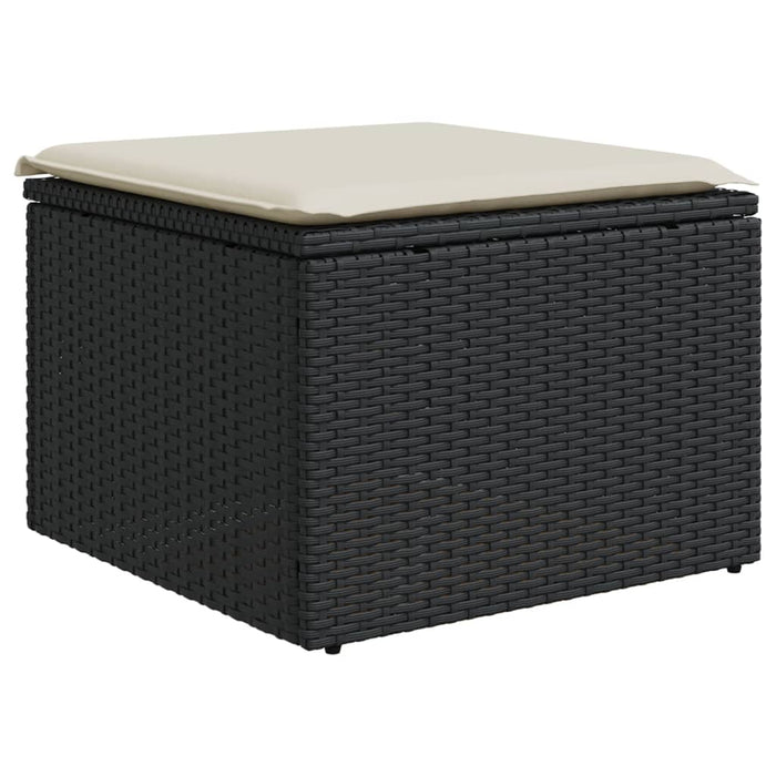Garden Stool With Cushion Black 55X55X37 Cm Poly Rattan Tllbbt