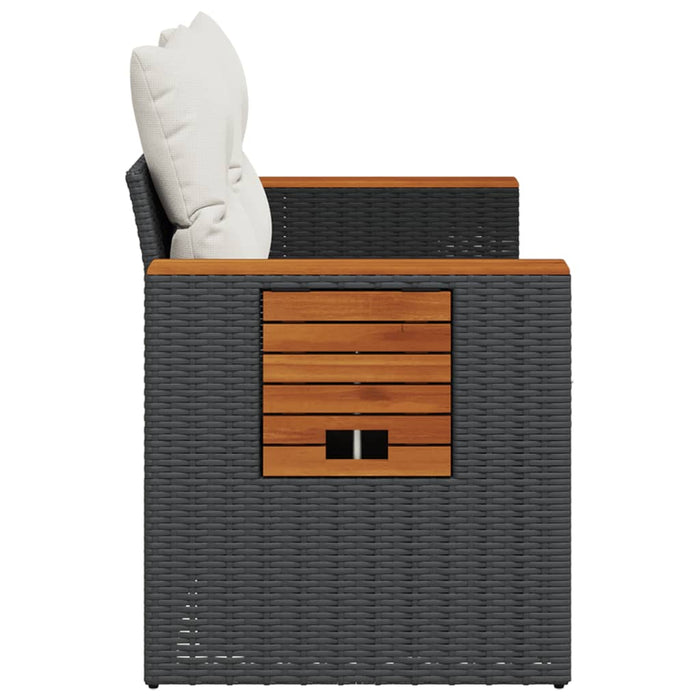 Garden Sofa With Cushions 2-Seater Black Poly Rattan Tllbbk