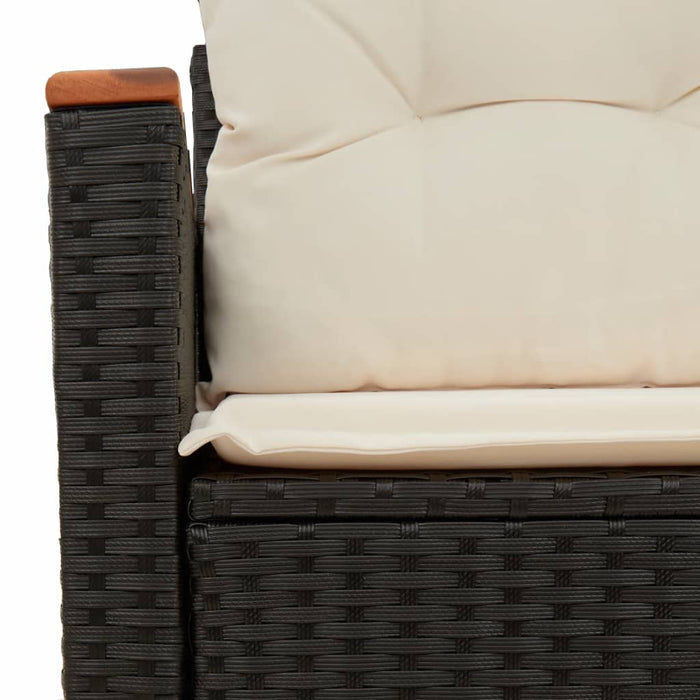 Garden Sofa With Cushions 2-Seater Black Poly Rattan Tllbbk