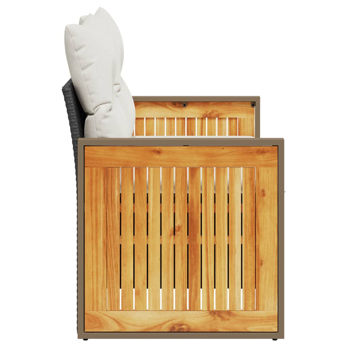 Garden Sofa With Cushions 2-Seater Black Poly Rattan Tllbob