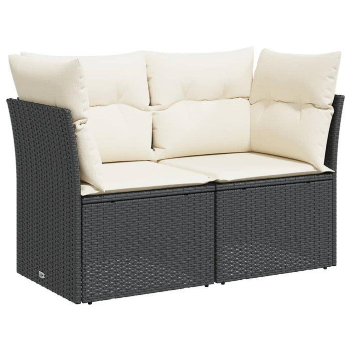 Garden Sofa With Cushions 2-Seater Black Poly Rattan Tllbot