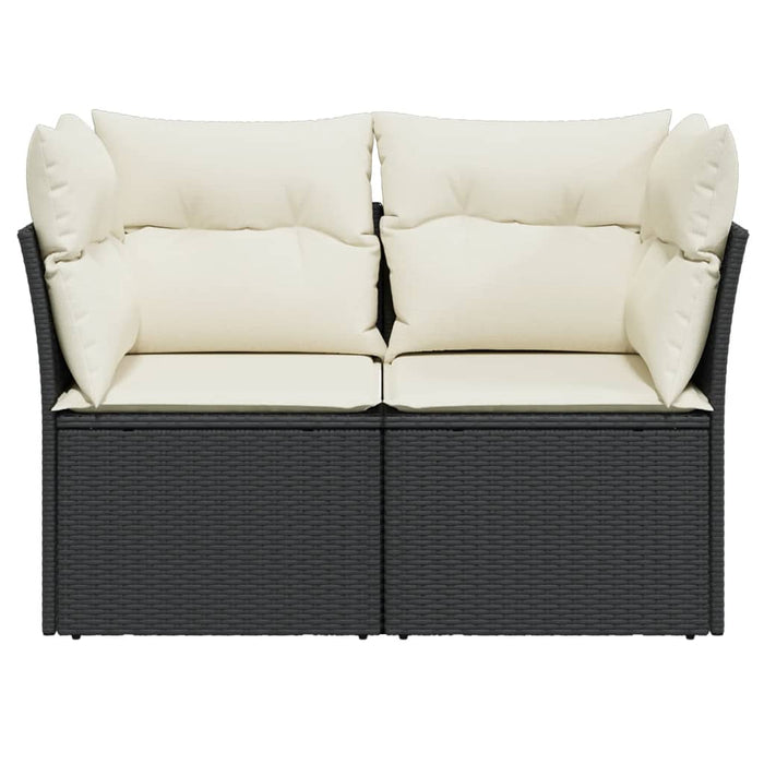 Garden Sofa With Cushions 2-Seater Black Poly Rattan Tllbot