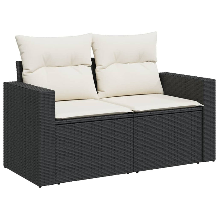 Garden Sofa With Cushions 2-Seater Black Poly Rattan Tllbol
