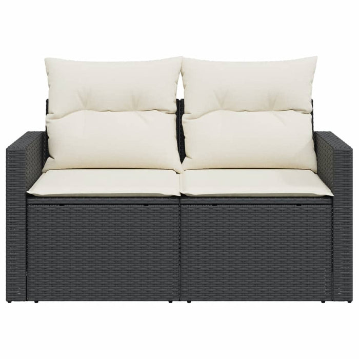 Garden Sofa With Cushions 2-Seater Black Poly Rattan Tllbol