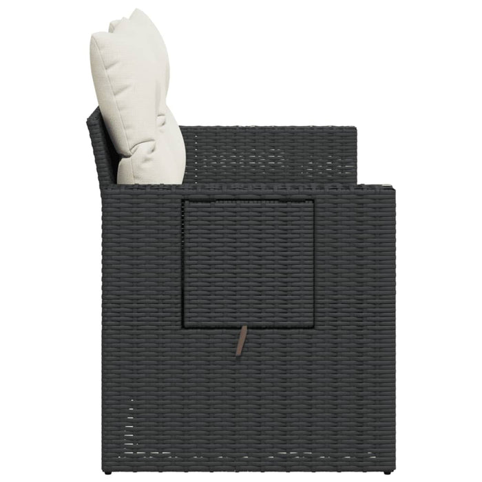 Garden Sofa With Cushions 2-Seater Black Poly Rattan Tllboi