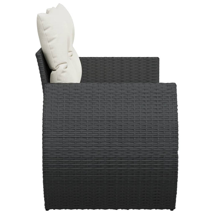Garden Sofa With Cushions 2-Seater Black Poly Rattan Tllbon