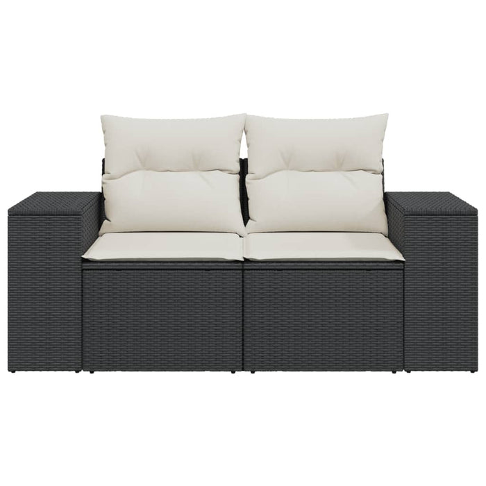 Garden Sofa With Cushions 2-Seater Black Poly Rattan Tllbok