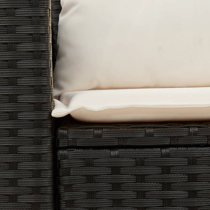 Garden Sofa With Cushions 2-Seater Black Poly Rattan Tllbok