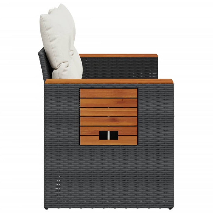 Garden Sofa With Cushions 2-Seater Black Poly Rattan Tllbxo