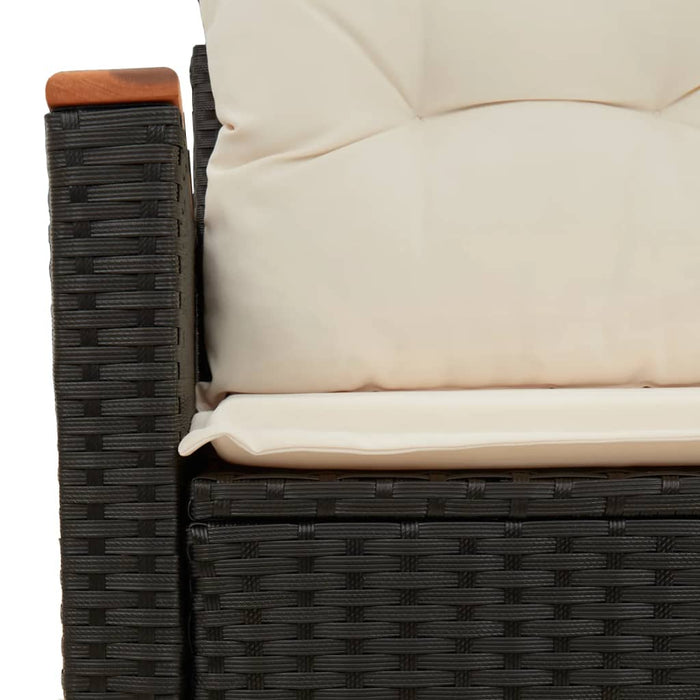 Garden Sofa With Cushions 2-Seater Black Poly Rattan Tllbxo