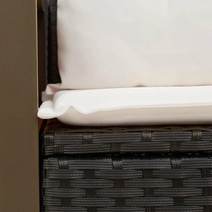 Garden Sofa With Cushions 2-Seater Black Poly Rattan Tllbxx