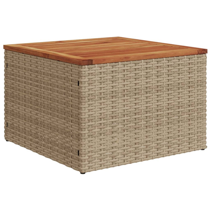 Garden Table Beige 55X55X37 Cm Poly Rattan And Acacia Wood Tllbla