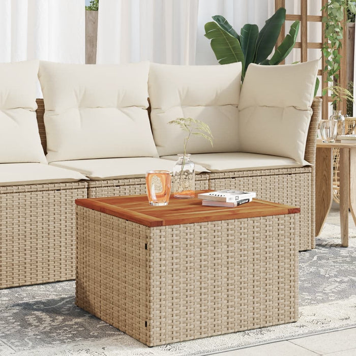 Garden Table Beige 55X55X37 Cm Poly Rattan And Acacia Wood Tllbla